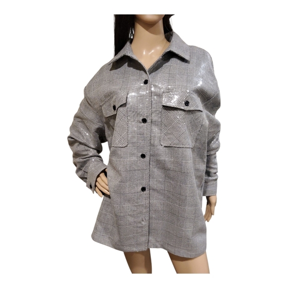 Avec Les Filles, Sequin Plaid Shirt Jacket. Size XL, NWT. - Picture 5 of 16